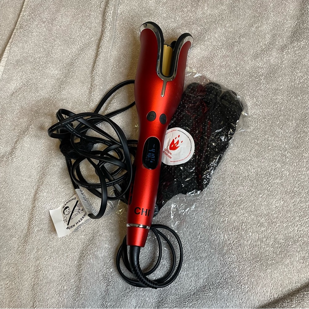 CHI Spin N Curl Ceramic Rotating Hair Curler 1" Ruby Red